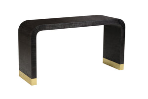 Waterfall console in black raffia - Jamie Merida Collection for Chelsea House